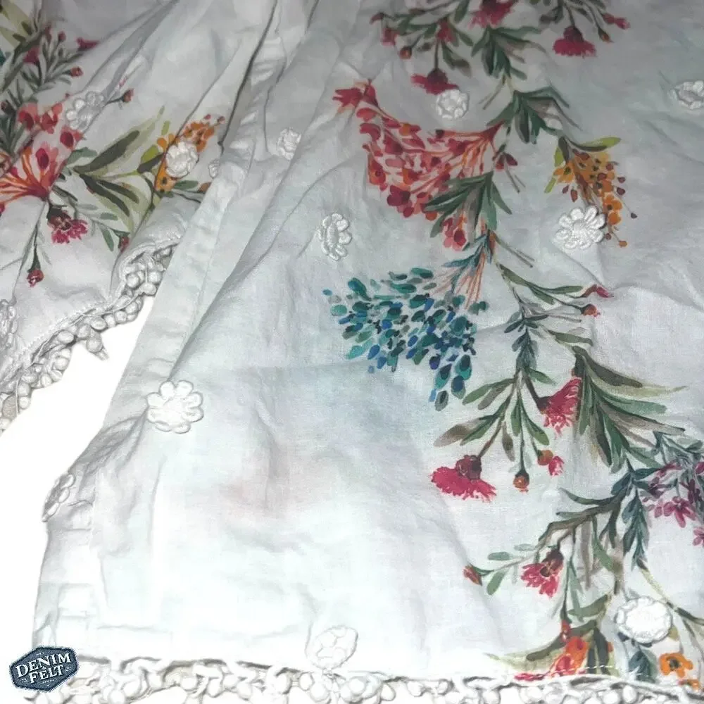 FARM‎ RIO Women’s Louise Floral Print Puff Sleeve Button Up Top In Multi Color